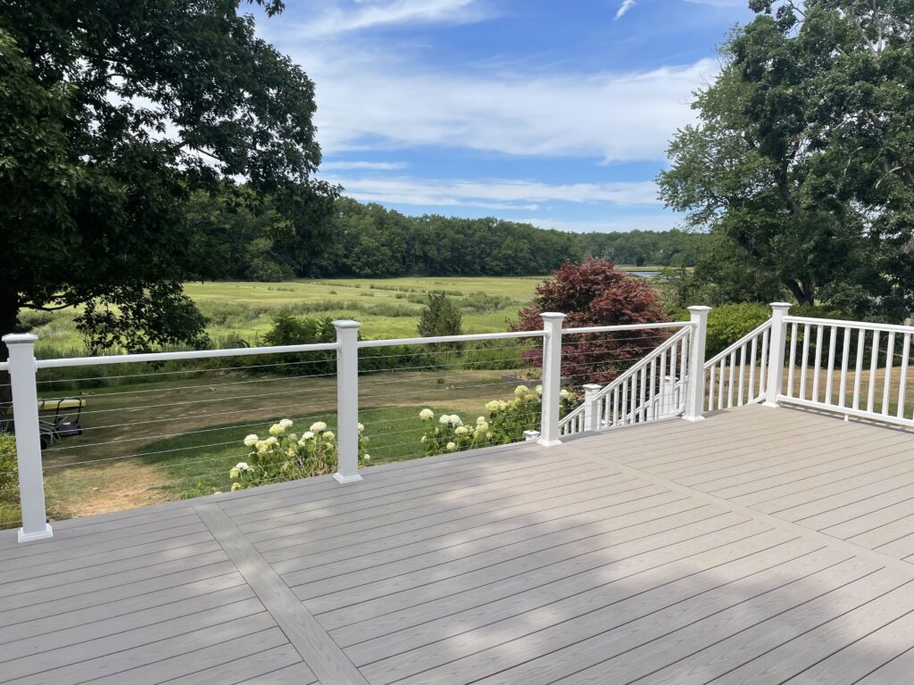 Professional Deck Builder in Bridgewater completing a multi-level deck projec